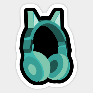 Cat Ear Headphones Blue Green Sticker